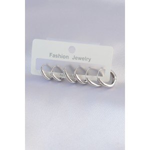 Brass Silver Color Oval Earring Set