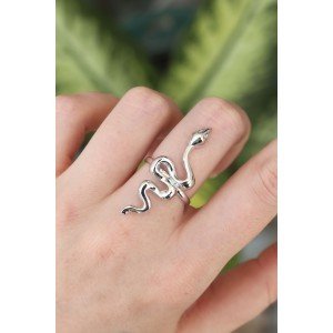 Brass Silver Color Adjustable Snake Ring