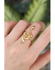 Brass Gold Color Adjustable Snake Ring