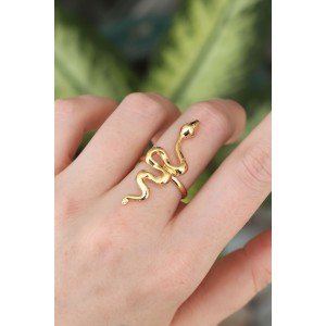 Brass Gold Color Adjustable Snake Ring