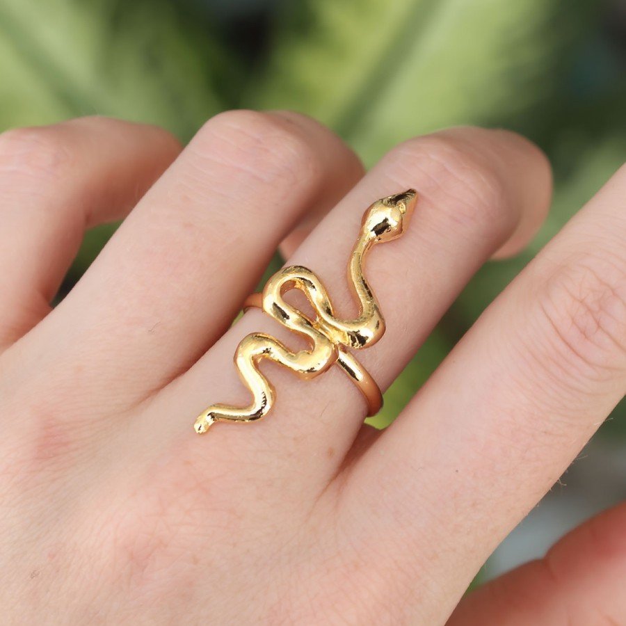 Brass Gold Color Adjustable Snake Ring