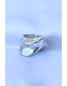 Brass Silver Color Adjustable Thick Crush Ring