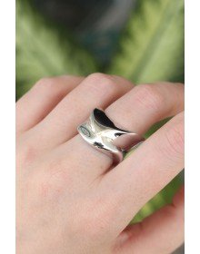 Brass Silver Color Adjustable Thick Crush Ring