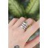 Brass Silver Color Adjustable Serrated Diagonal Ring