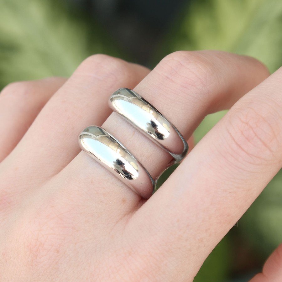 Brass Silver Color Adjustable Sliver Ring