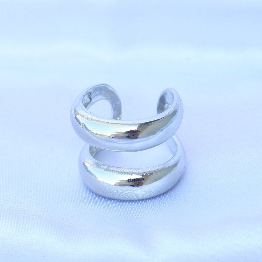 Brass Silver Color Adjustable Sliver Ring