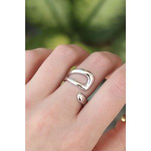 Brass Silver Color Adjustable Ring