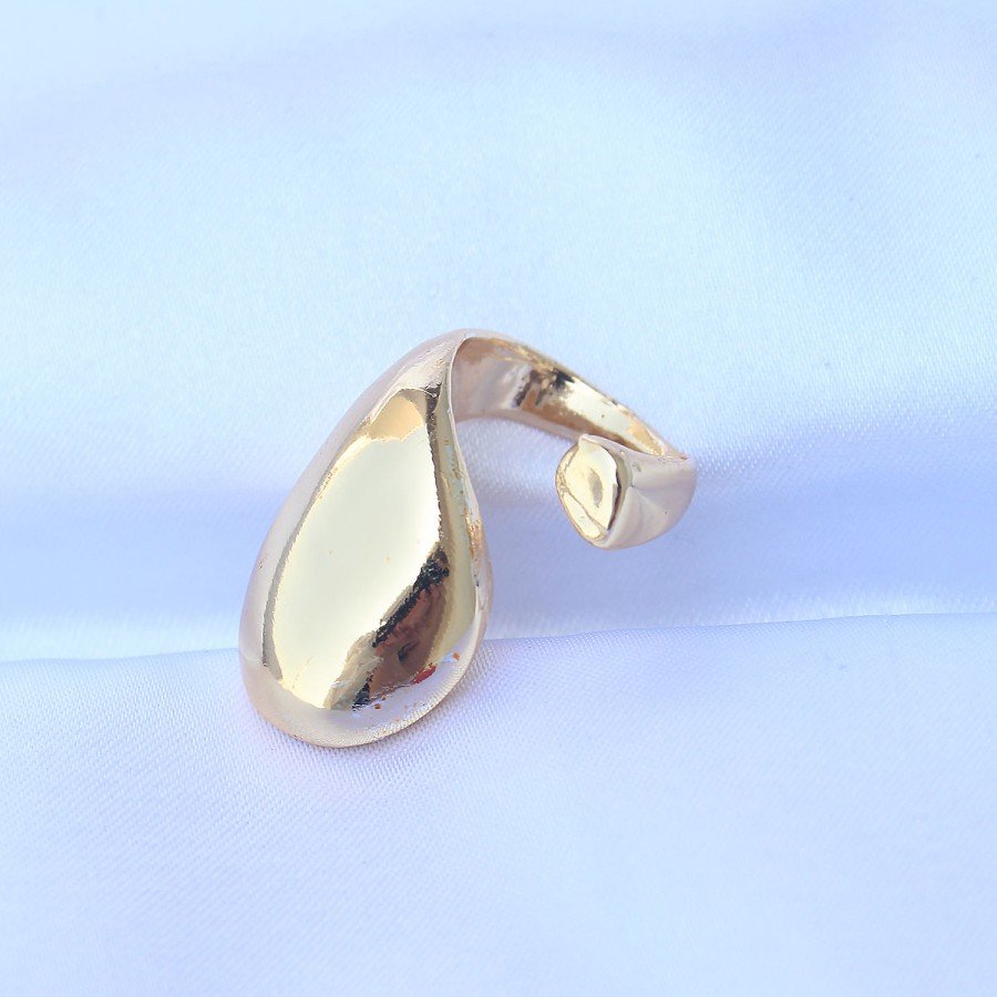 Brass Gold Color Adjustable Large Convex Ring