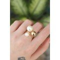 Brass Gold Color Adjustable Pearl Stone Ring