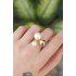 Brass Gold Color Adjustable Pearl Stone Ring