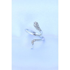 Brass Silver Color Adjustable Zircon Stone Snake Ring