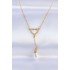 316L Steel Chain Gold Color Pearl Stone Detail Heart Necklace