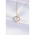 316L Steel Chain Gold Color White Stone Bubble Heart Necklace