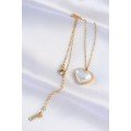 316L Steel Chain Gold Color White Stone Bubble Heart Necklace