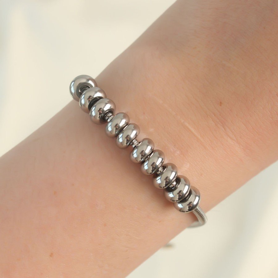 316L Steel Silver Color Oval Figured Bracelet