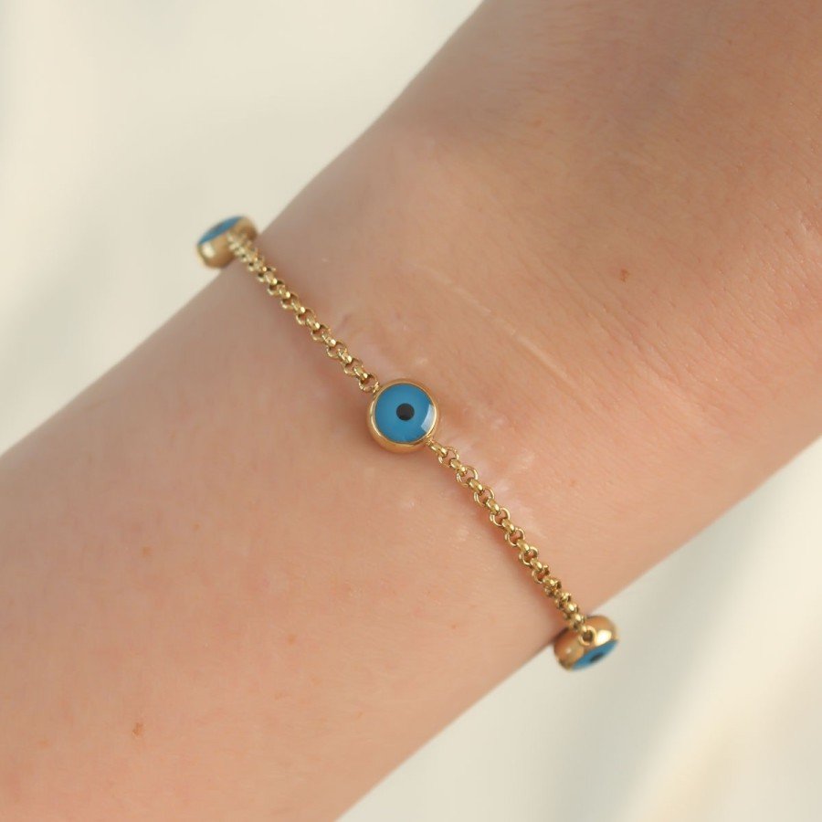 316L Steel Gold Color Evil Eye Bead Design Bracelet 316L Steel Gold Color Evil Eye Bead Design Bracelet