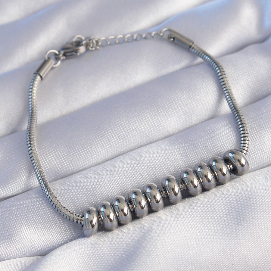 316L Steel Silver Color Oval Figured Bracelet