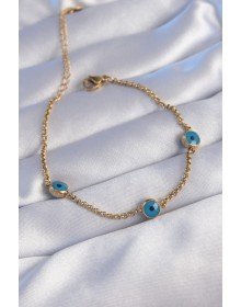 316L Steel Gold Color Evil Eye Bead Design Bracelet