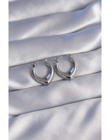 316L Steel Silver Color Oval Design Earrings