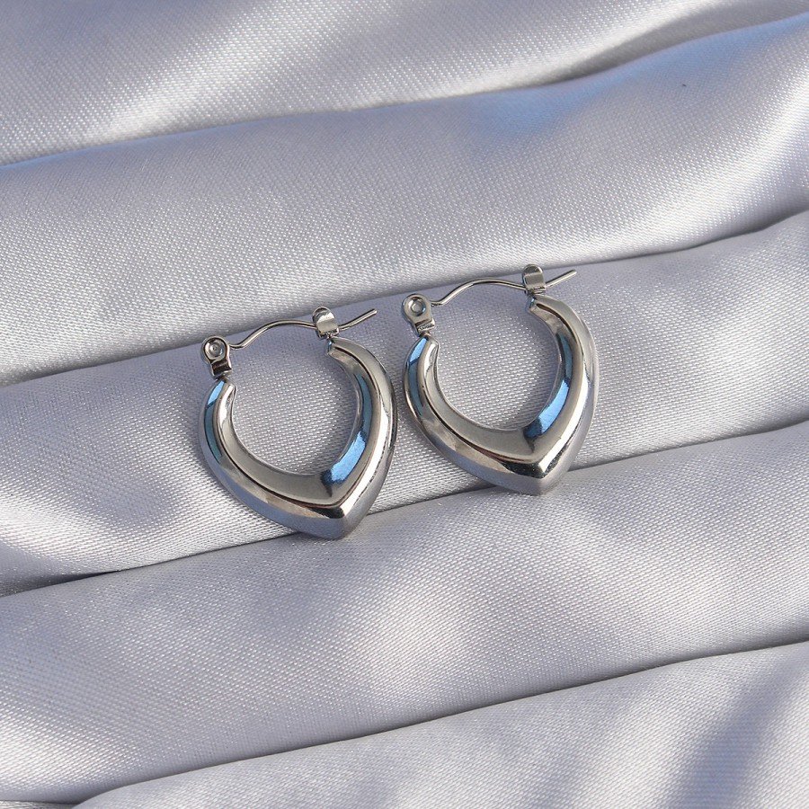 316L Steel Silver Color Oval Design Earring