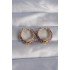 Brass Gold Color Purple Ethnic Patterned Hoop Earrings