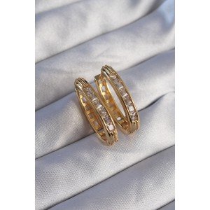Brass Gold Color Zircon Stone Oval Model Earrings