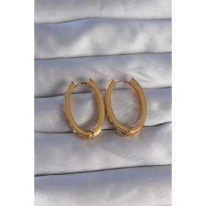 Brass Gold Color Zircon Stone Oval Model Earrings Brass Gold Color Zircon Stone Oval Model Earrings