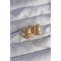 Brass Gold Color Serrated Minimal Curved Design Earrings Brass Gold Color Serrated Minimal Curved Design Earrings
