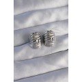 Brass Silver Color Serrated Minimal Curved Design Earrings