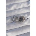 Brass Silver Color Serrated Minimal Curved Design Earrings