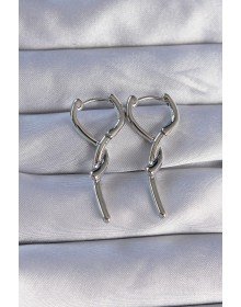 Brass Silver Color Spiral Rod Design Long Earrings