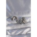 Brass Silver Color Serrated Bombe Model Earrings
