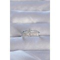 Brass Silver Color Zircon Stone Baguette Waterway Model Adjustable Ring