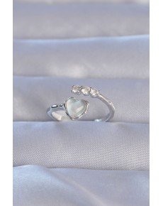 Brass Silver Color Zircon Stone Pearl Heart Model Adjustable Ring