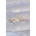 Brass Gold Color Zircon Stone Pearl Heart Model Adjustable Ring Brass Gold Color Zircon Stone Pearl Heart Model Adjustable Ring