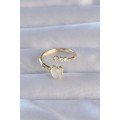 Brass Gold Color Zircon Stone Pearl Heart Model Adjustable Ring Brass Gold Color Zircon Stone Pearl Heart Model Adjustable Ring