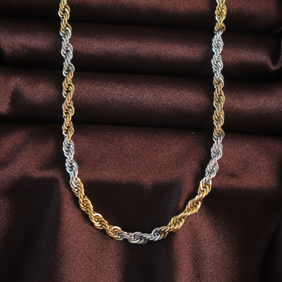 316L Steel Double Color Twisted Design Necklace
