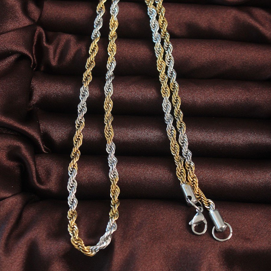 316L Steel Double Color Twisted Design Necklace