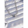 316L Steel Double Chain Silver Color Ball Italian Model Necklace