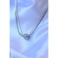 316L Steel Double Chain Silver Color Ball Italian Model Necklace