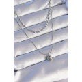 316L Steel Double Chain Silver Color Ball Model Necklace 316L Steel Double Chain Silver Color Ball Model Necklace