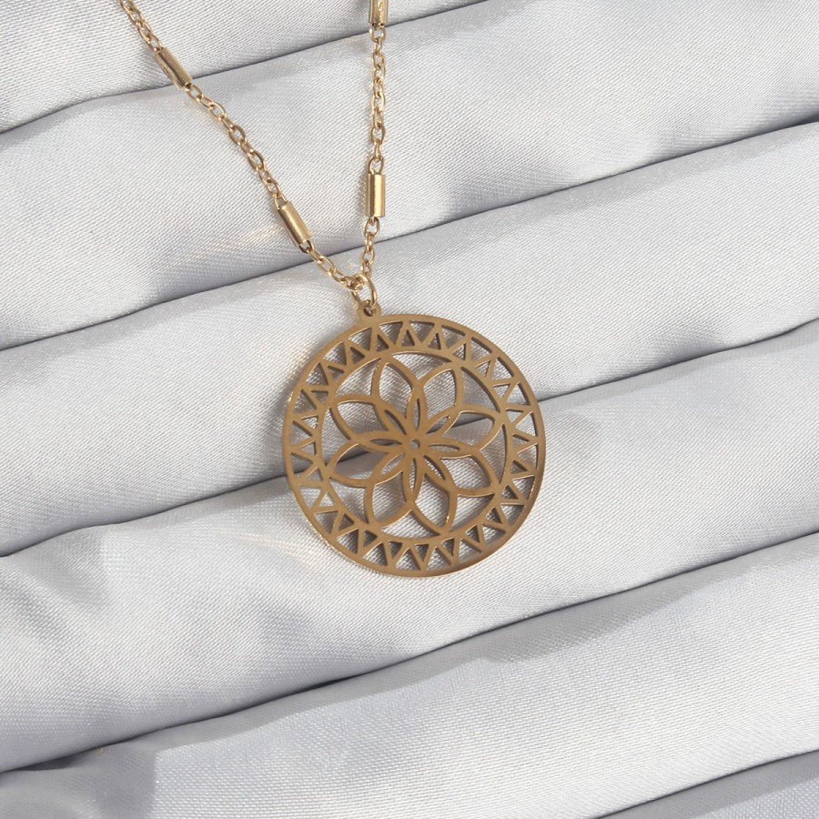 316L Steel Chain Gold Color Lotus Model Necklace