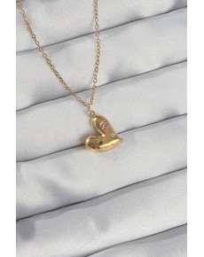 316L Steel Chain Gold Color Colorful Zircon Stone Heart Necklace