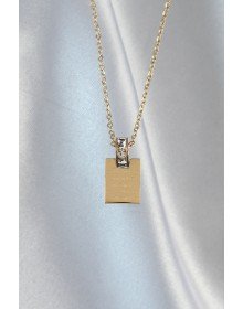 316L Steel Chain Gold Color Zircon Stone Love Letter Necklace