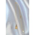 316L Steel Chain Gold Color Zircon Stone Love Letter Necklace