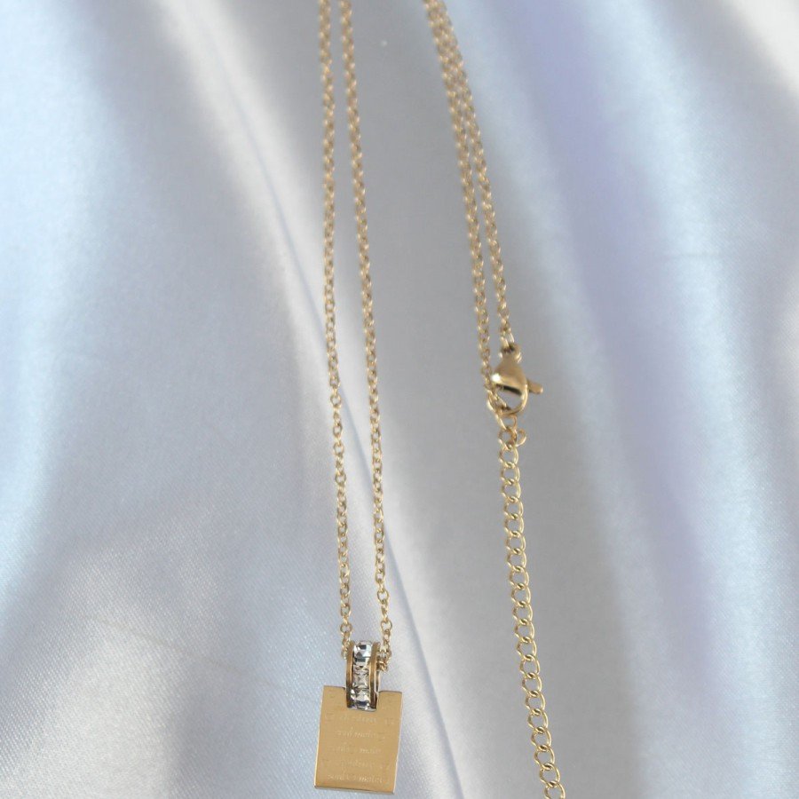 316L Steel Chain Gold Color Zircon Stone Love Letter Necklace