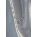 316L Steel Silver Color Pink Zircon Stone Drop Necklace