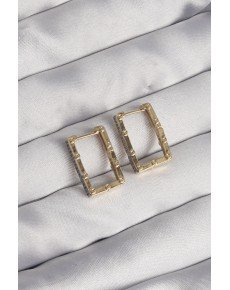 Brass Gold Color Zircon Stone Rectangular Model Seranay Earring