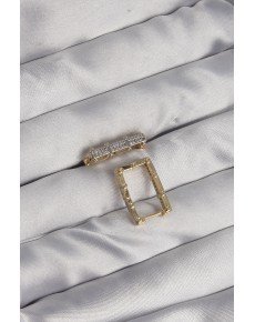 Brass Gold Color Zircon Stone Rectangular Model Seranay Earring