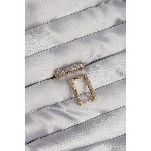 Brass Gold Color Zircon Stone Rectangular Model Seranay Earring
